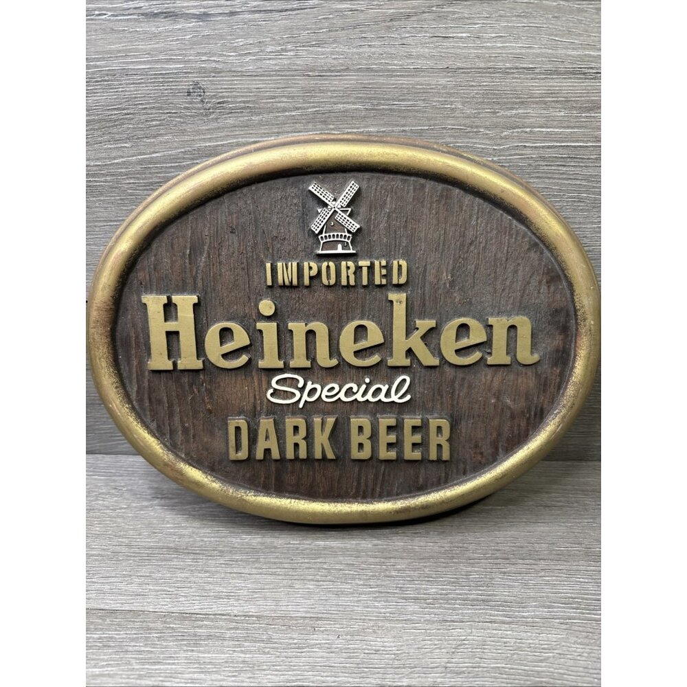 Imported  Heineken Special Dark Beer - Bar Sign Faux Wood - c.1983